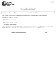 Document preview: Form 5920 Txhml Waiver Program Self-assessment Certification - Texas