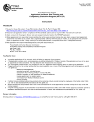 Document preview: Form 5514-NATCEP Application for Nurse Aide Training and Competency Evaluation Program (Natcep) - Texas