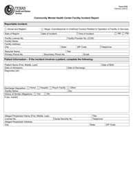 Form 6102 Community Mental Health Center Facility Incident Report - Texas