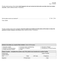 Form 6101 Birthing Center Facility Incident Report - Texas, Page 2