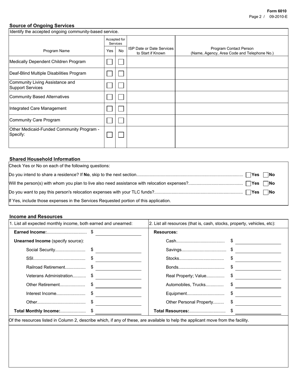 Form 6010 - Fill Out, Sign Online and Download Fillable PDF, Texas ...