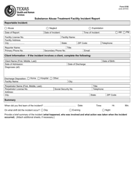 Form 6108 Substance Abuse Treatment Facility Incident Report - Texas