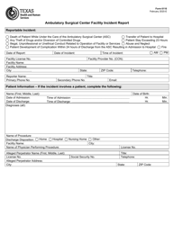 Form 6110 Ambulatory Surgical Center Facility Incident Report - Texas