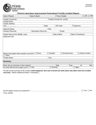 Form 6111 Clinical Laboratory Improvement Amendment Facility Incident Report - Texas