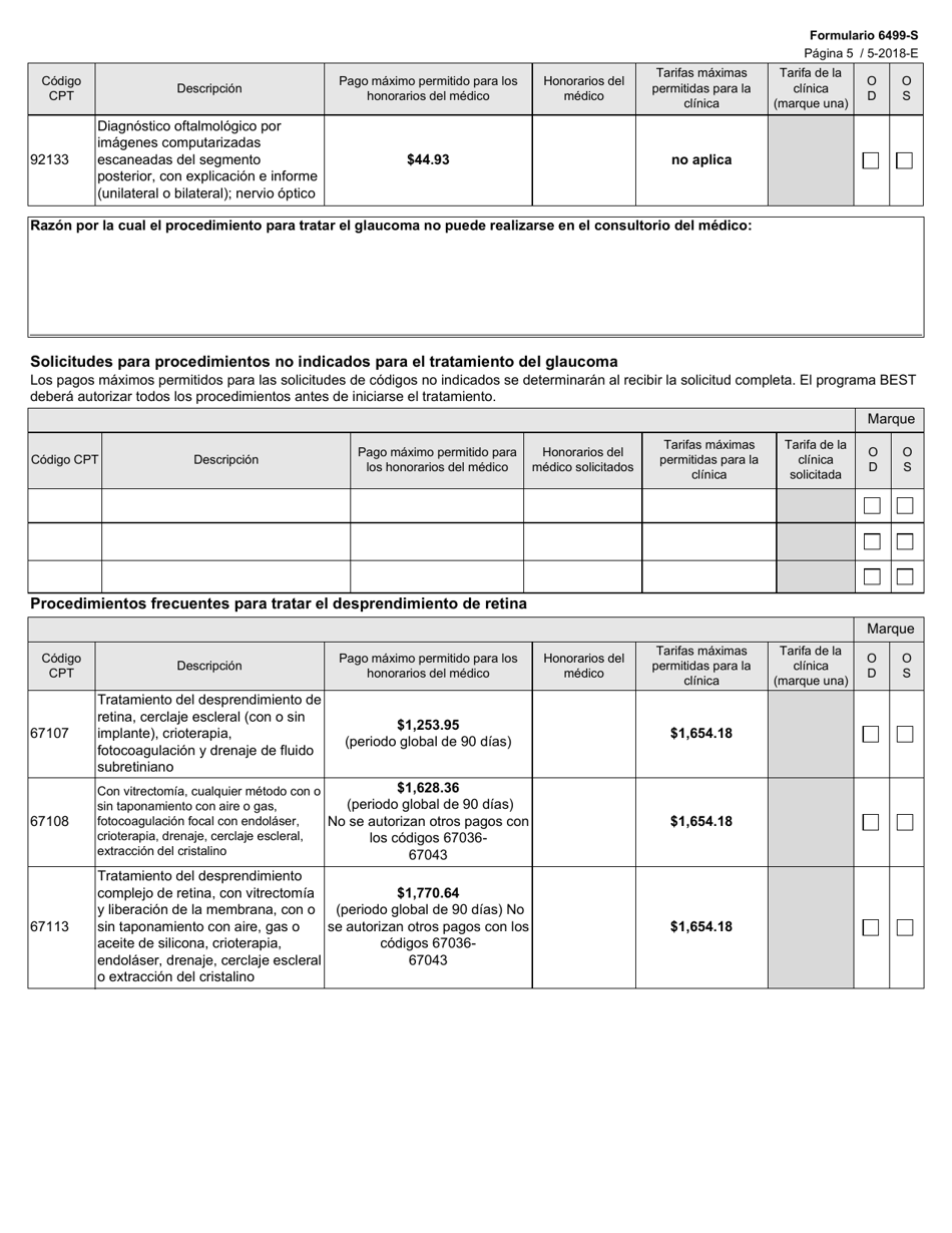 Formulario 6499-S Solicitud De Tratamiento - Texas (Spanish), Page 5