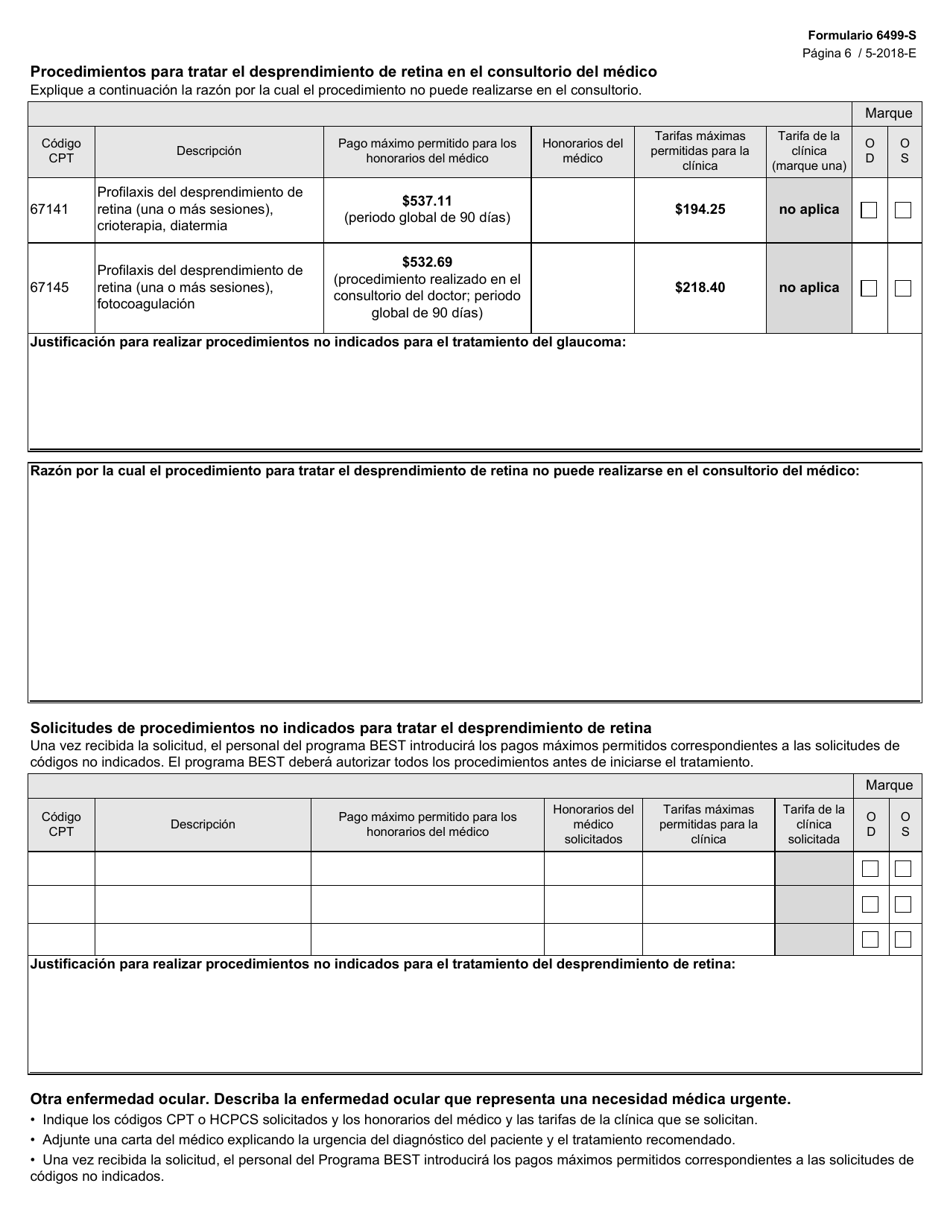 Formulario 6499-S Solicitud De Tratamiento - Texas (Spanish), Page 6