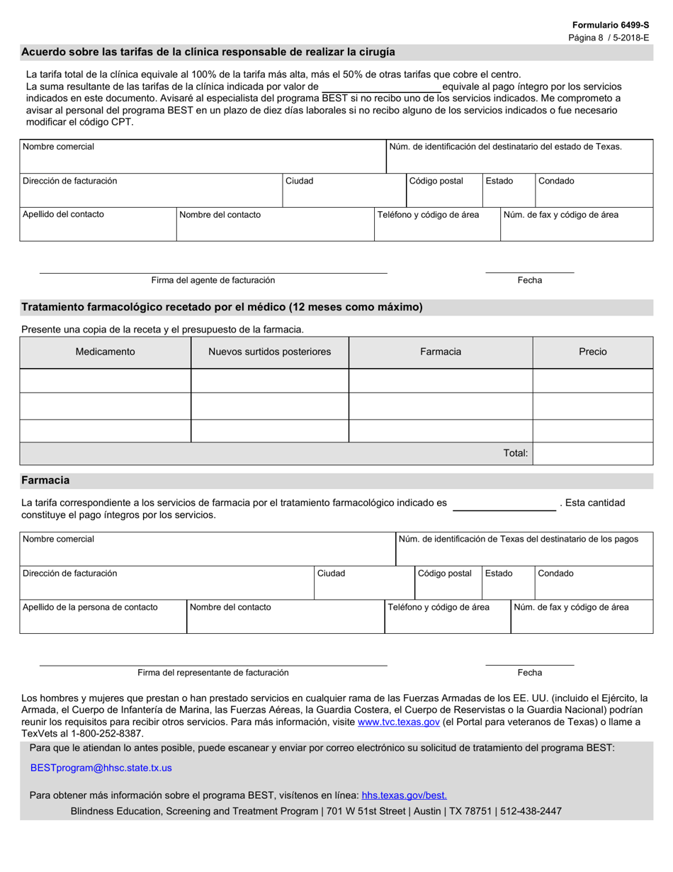 Formulario 6499-S Solicitud De Tratamiento - Texas (Spanish), Page 8