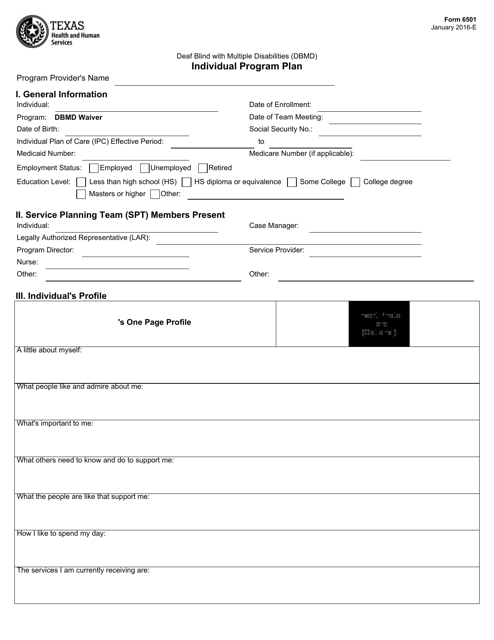 Form 6501  Printable Pdf