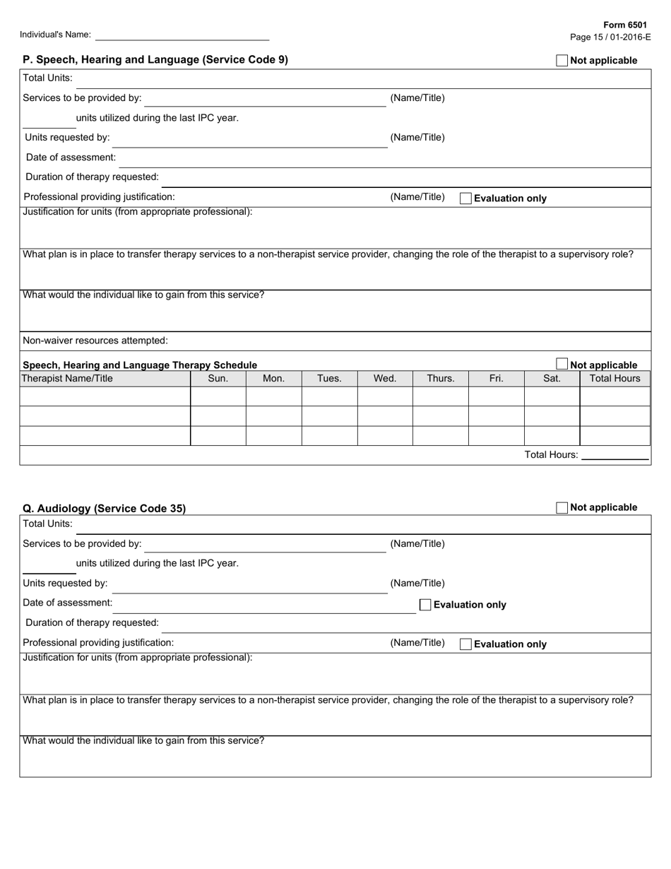 Form 6501 Individual Program Plan - Texas, Page 15