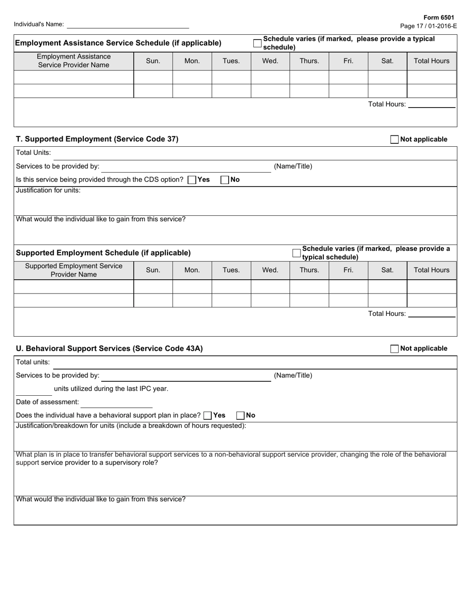 Form 6501 Individual Program Plan - Texas, Page 17