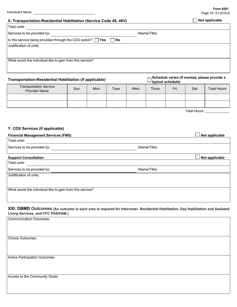 Form 6501 Individual Program Plan - Texas, Page 19