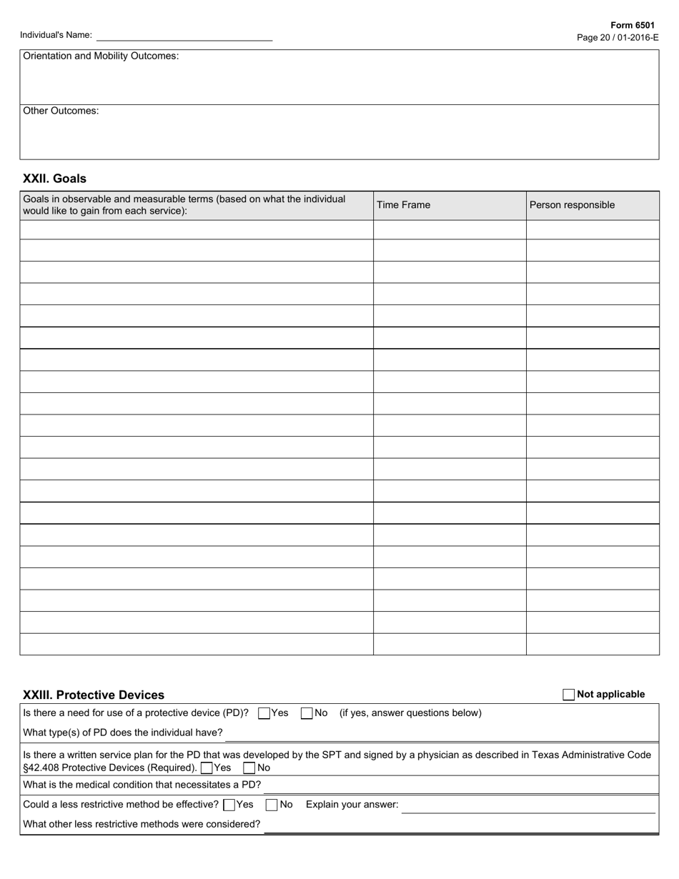 Form 6501 Individual Program Plan - Texas, Page 20