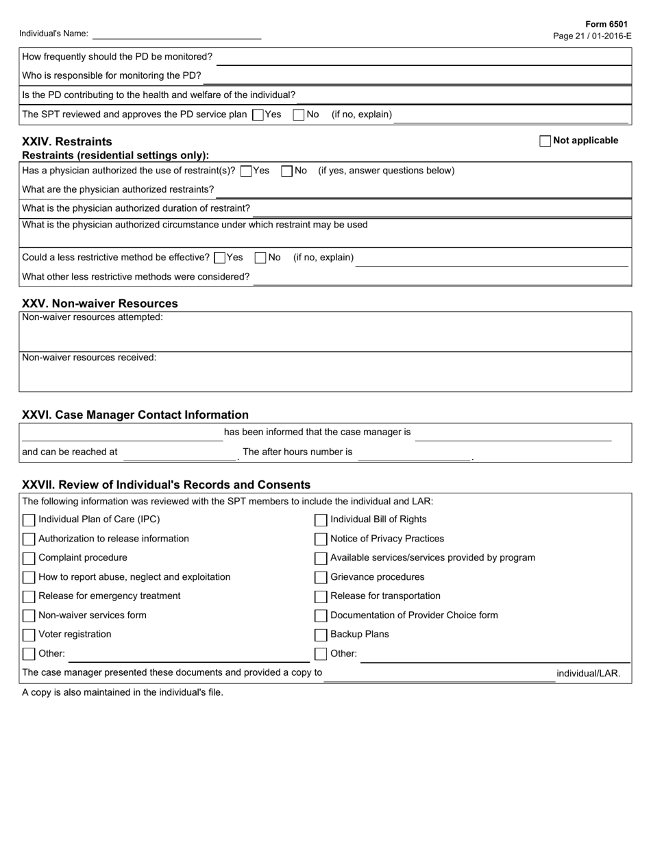 Form 6501 Individual Program Plan - Texas, Page 21