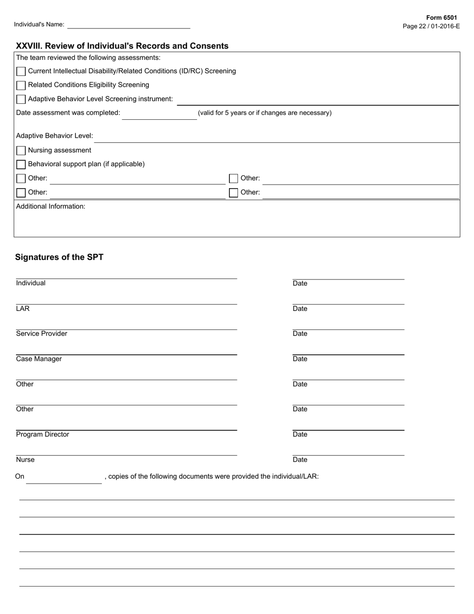 Form 6501 Individual Program Plan - Texas, Page 22