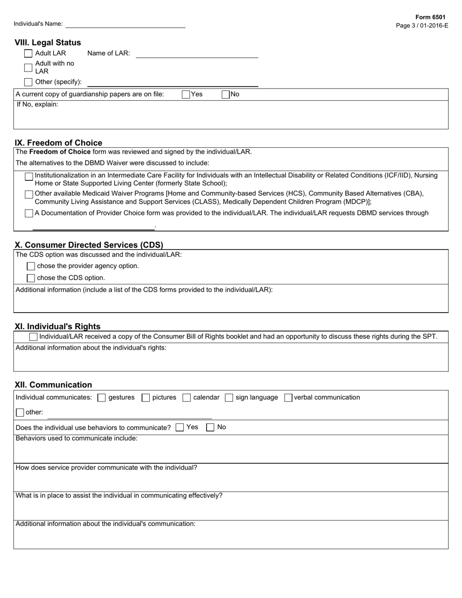 Form 6501 Individual Program Plan - Texas, Page 3
