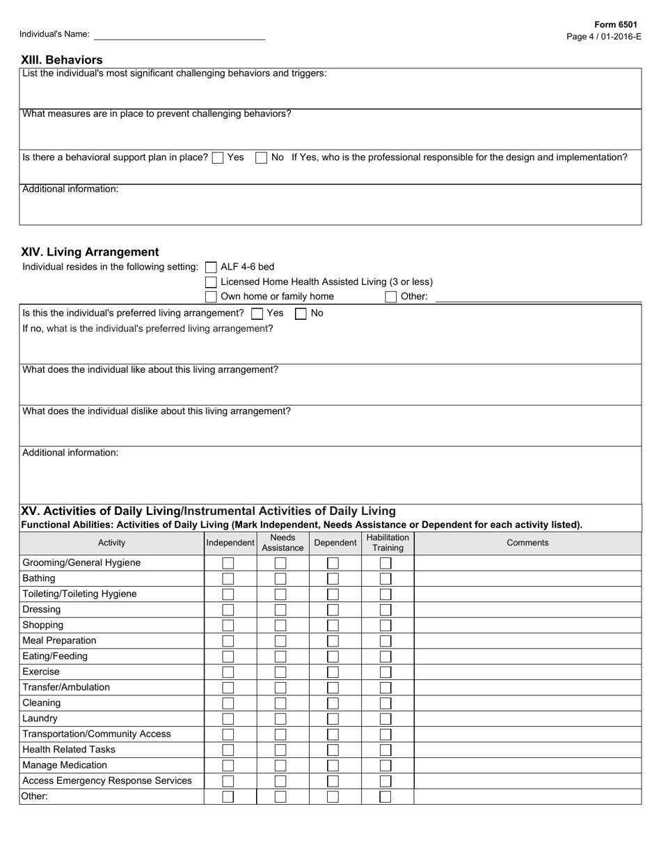 Form 6501 Individual Program Plan - Texas, Page 4