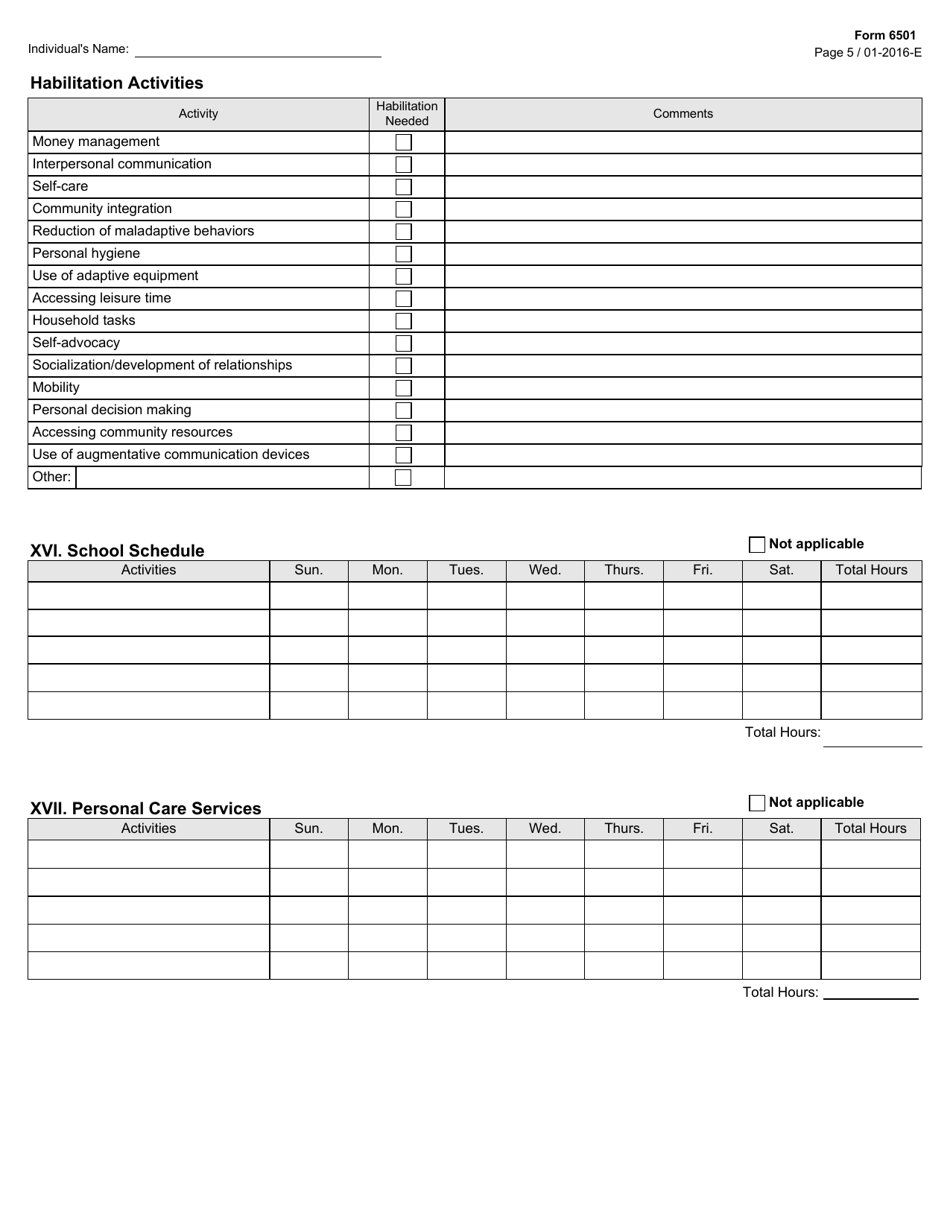 Form 6501 Individual Program Plan - Texas, Page 5