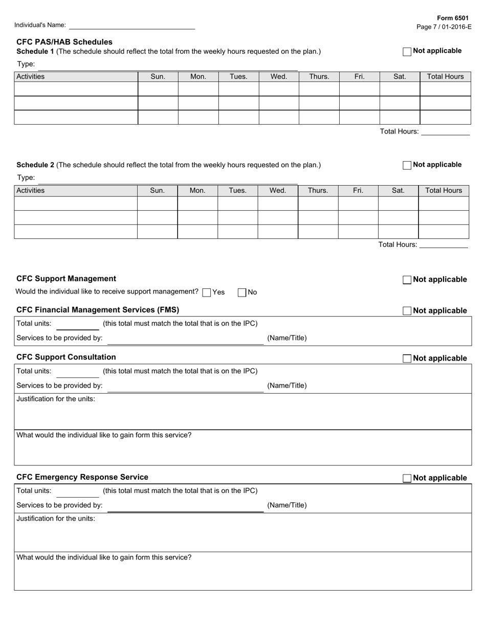 Form 6501 Individual Program Plan - Texas, Page 7