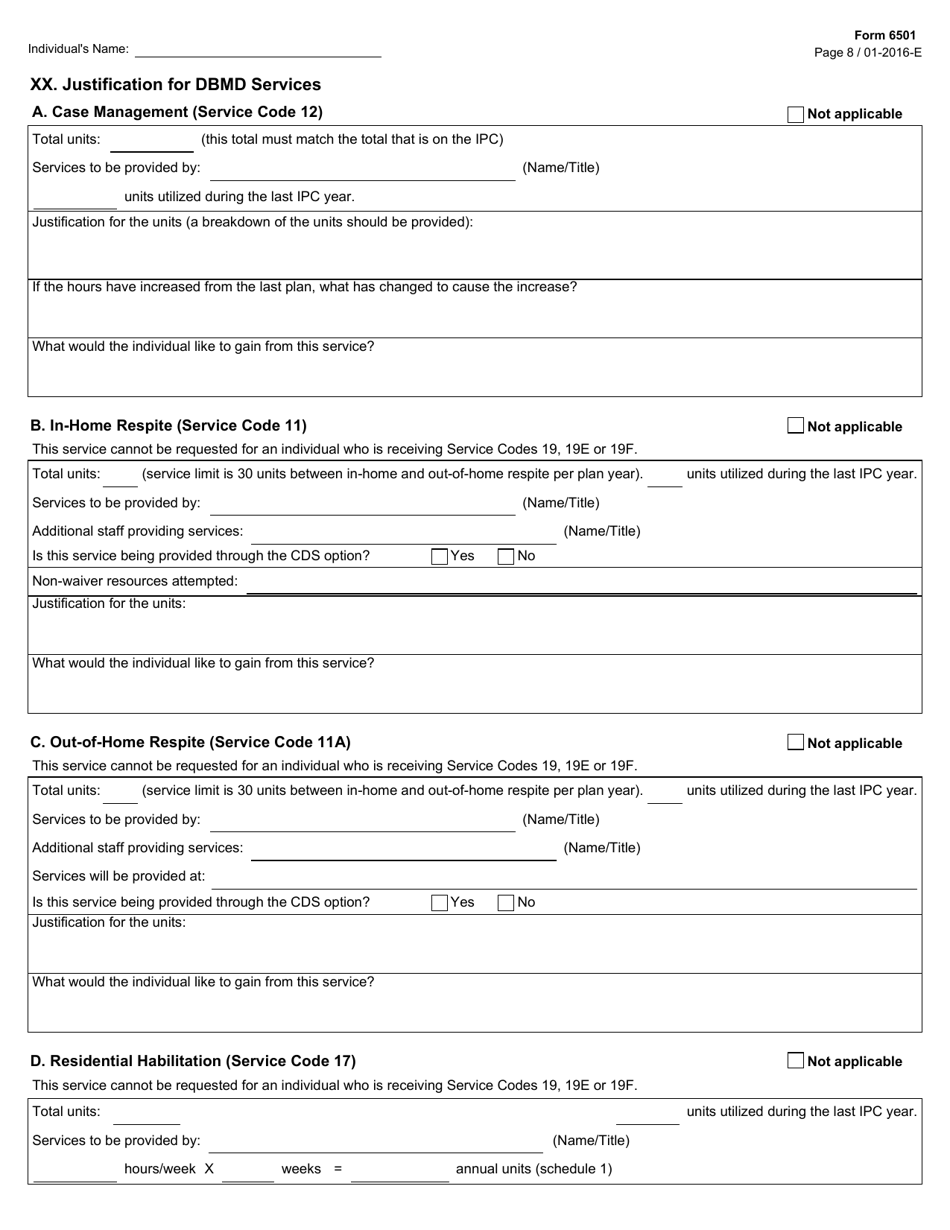 Form 6501 Individual Program Plan - Texas, Page 8