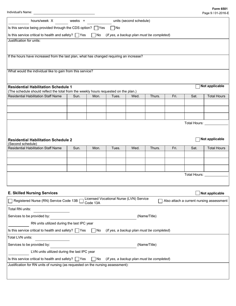 Form 6501 Individual Program Plan - Texas, Page 9