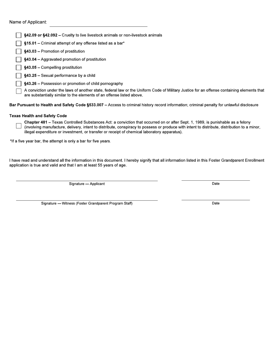 Form 6200 Foster Grandparent Program Application - Texas, Page 4