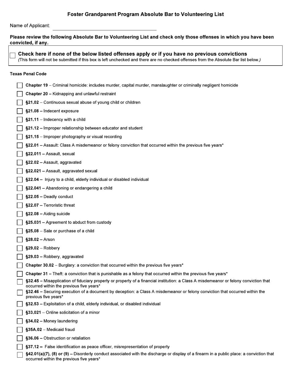 Form 6200-S Foster Grandparent Program Application - Texas (English / Spanish), Page 3