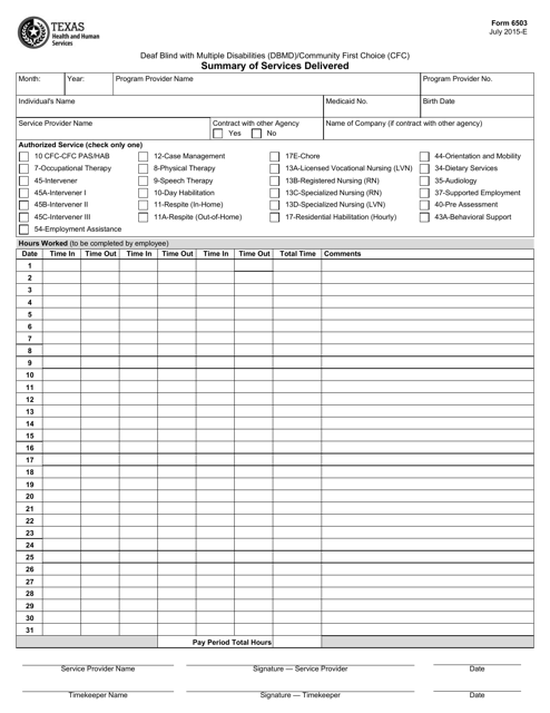 Form 6503  Printable Pdf