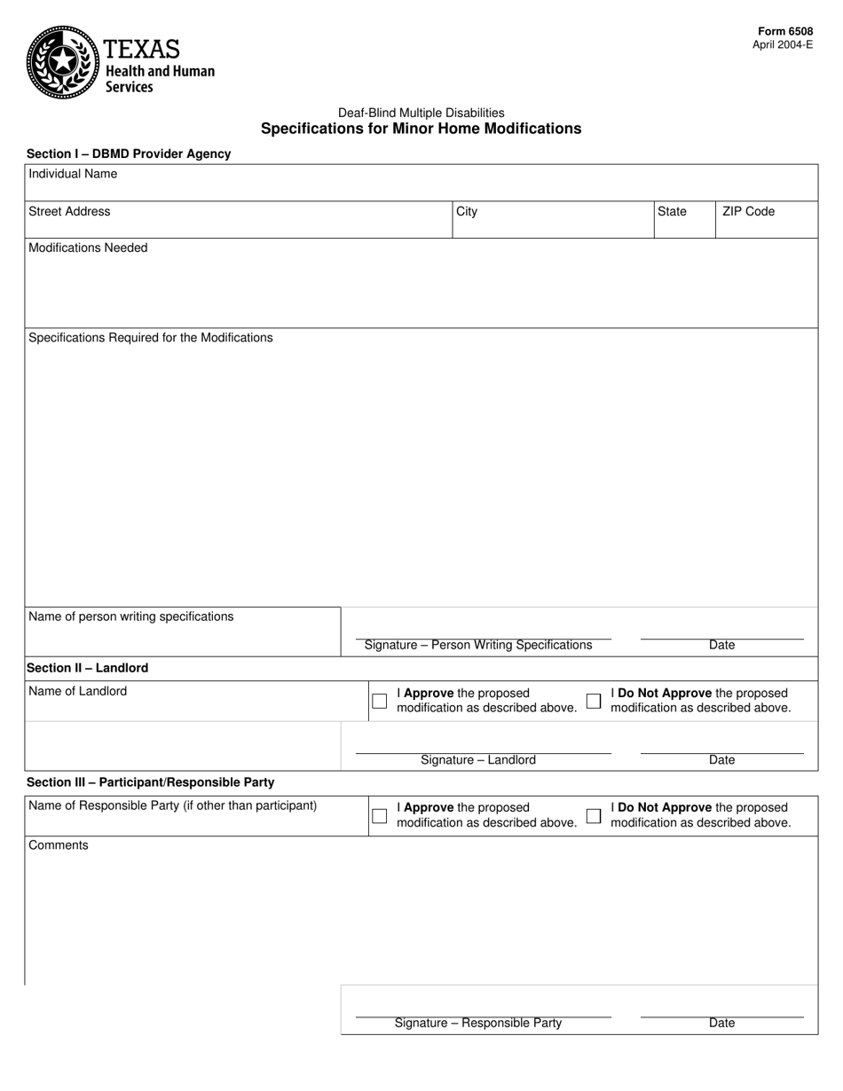 Form 6508 Fill Out, Sign Online and Download Fillable PDF, Texas Templateroller