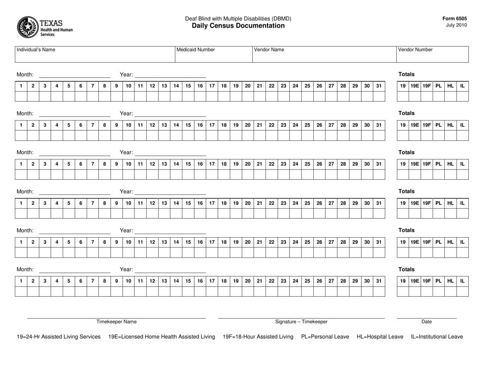 Form 6505 - Fill Out, Sign Online and Download Printable PDF, Texas ...