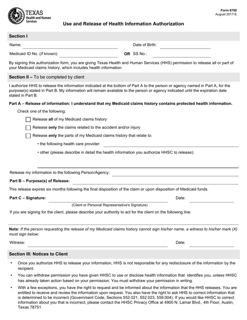 Form 6700 - Fill Out, Sign Online and Download Fillable PDF, Texas ...