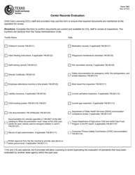 Document preview: Form 7261 Center Records Evaluation - Texas