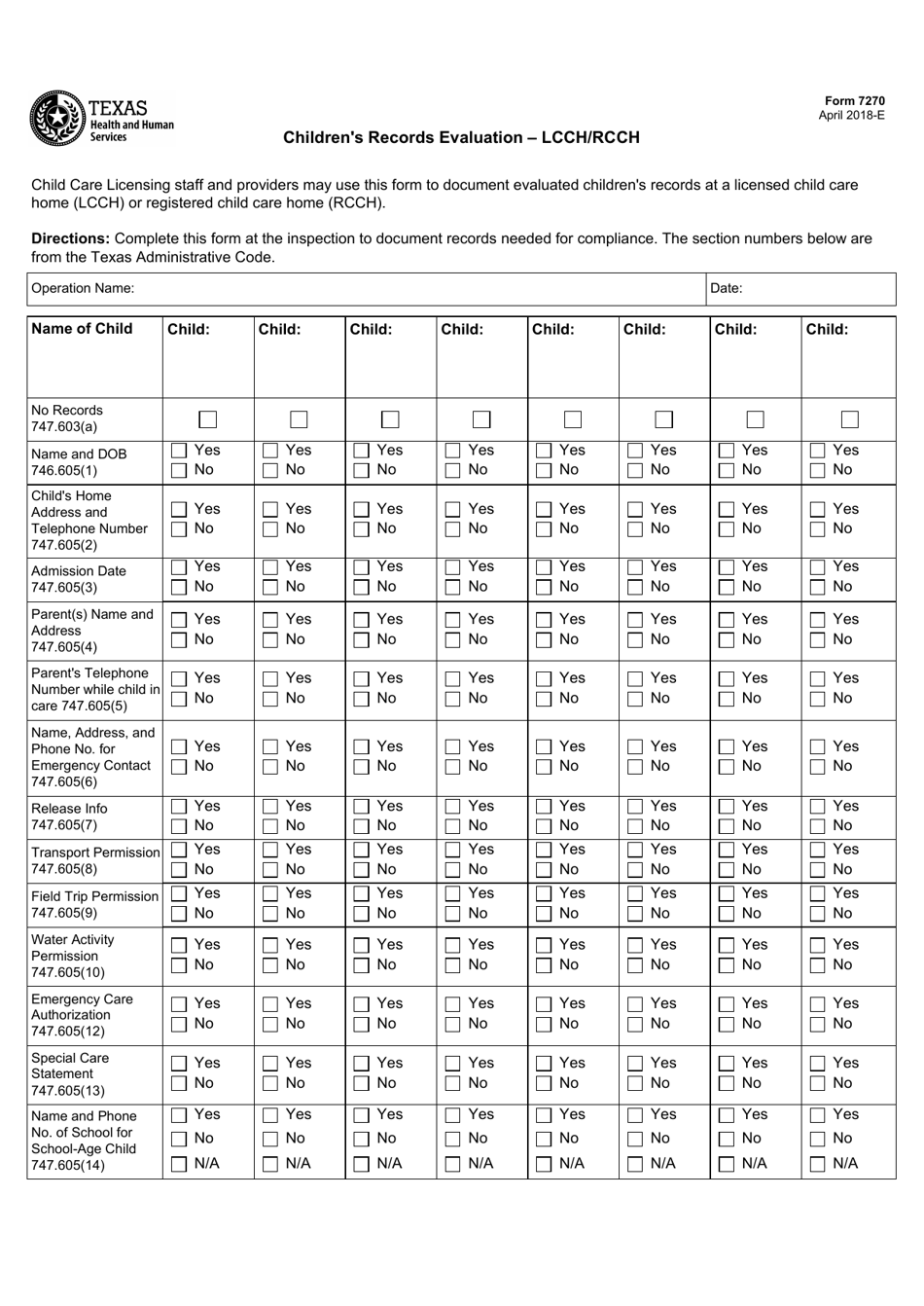 Form 7270 Fill Out, Sign Online and Download Fillable PDF, Texas Templateroller