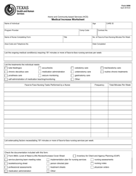 Document preview: Form 8490 Medical Increase Worksheet - Texas