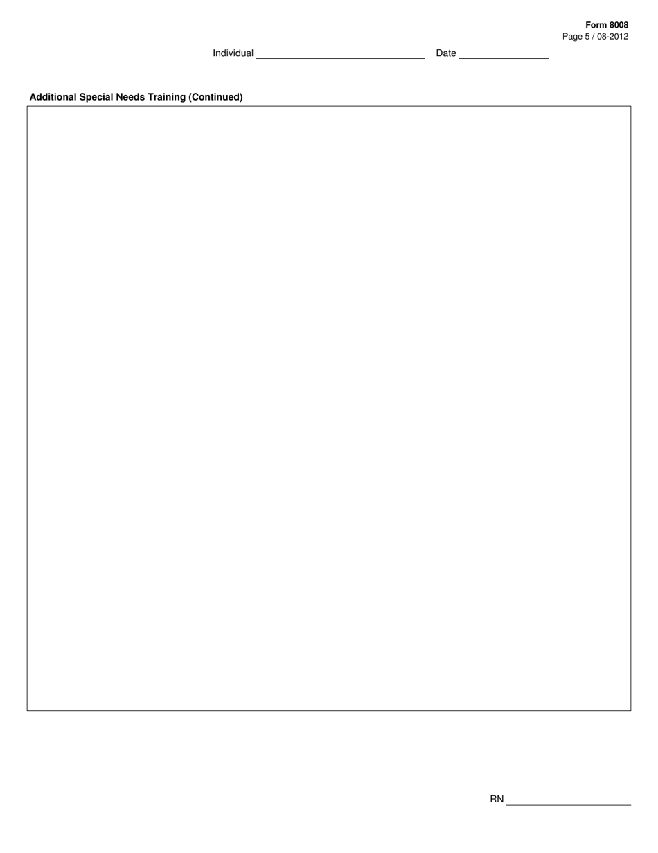 Form 8008 Icf / Iid Nursing Special Needs: Rn Delegation and Care Instructions for Assistive Personnel - Texas, Page 5