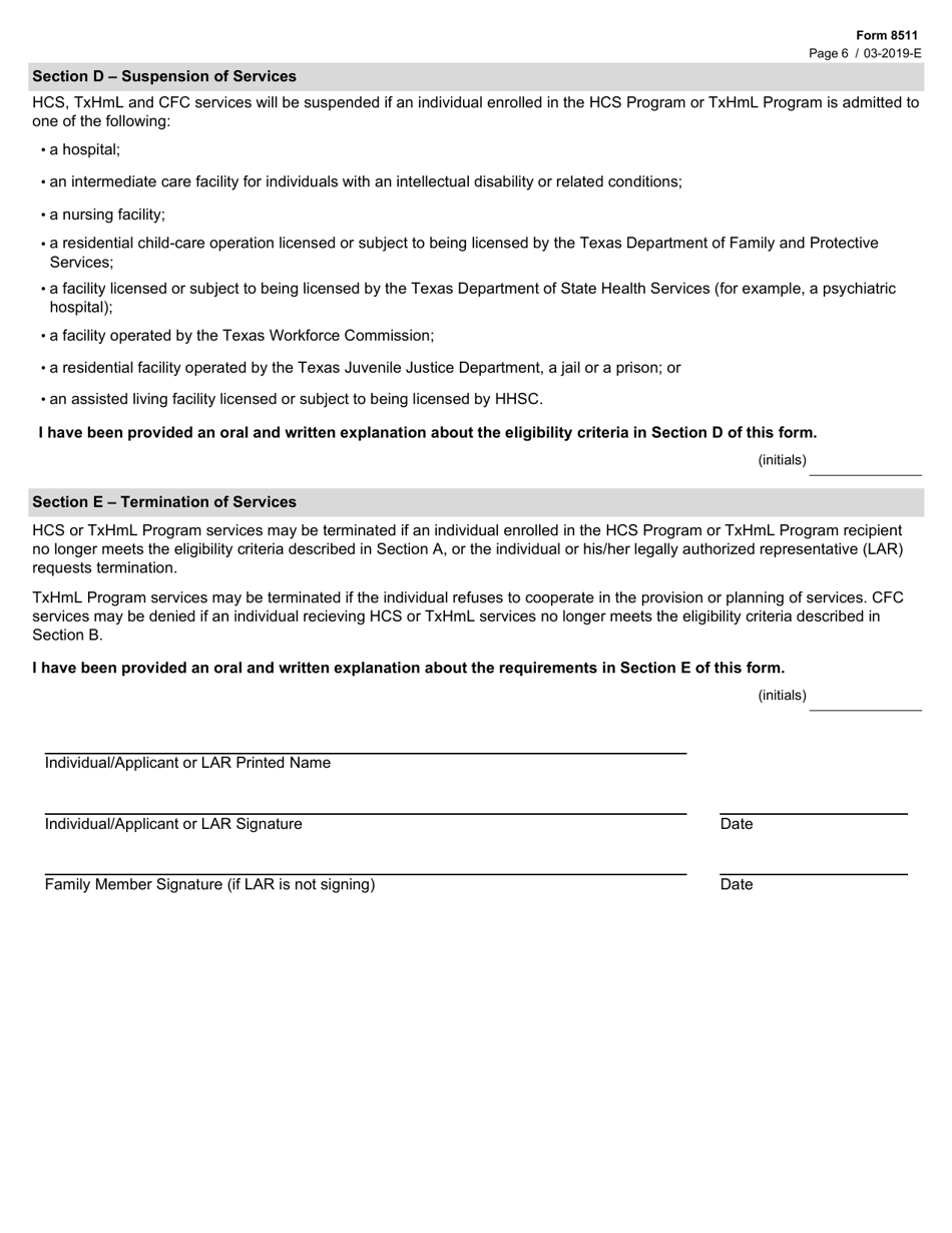 Form 8511 Understanding Program Eligibility and Services - Texas, Page 6
