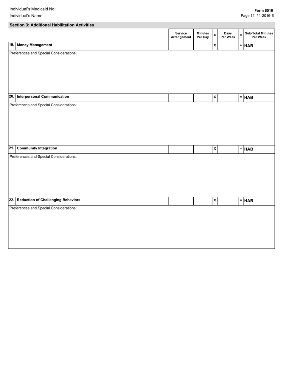 Form 8510 Hcs / Txhml Cfc Pas / Hab Assessment - Texas, Page 11
