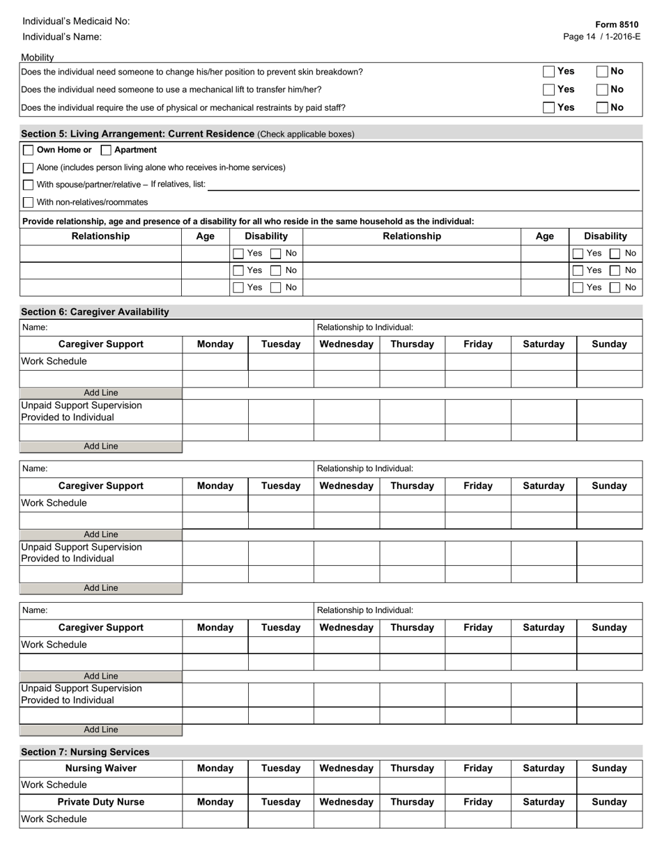 Form 8510 Hcs / Txhml Cfc Pas / Hab Assessment - Texas, Page 14