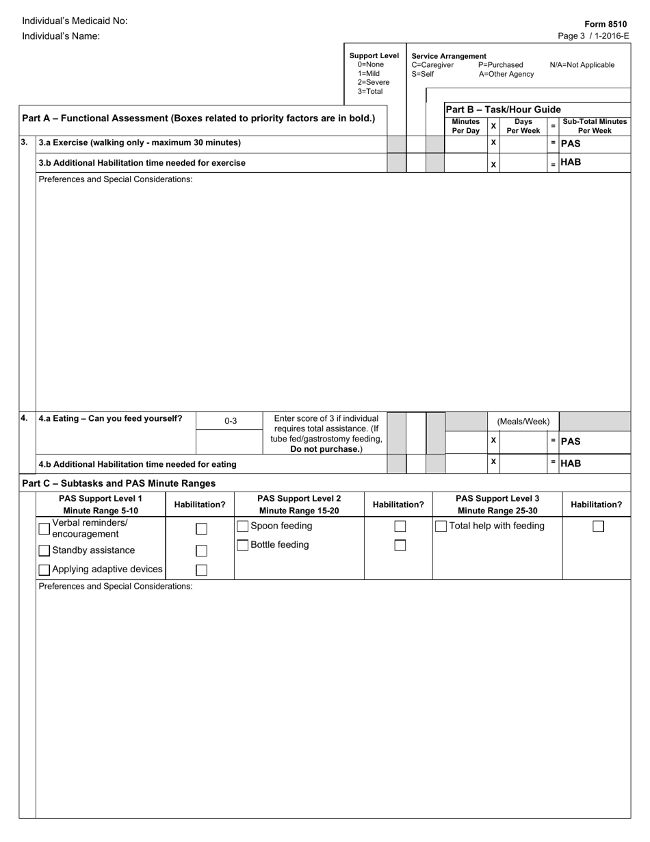 Form 8510 Hcs / Txhml Cfc Pas / Hab Assessment - Texas, Page 3