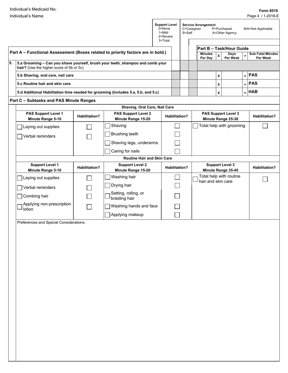 Form 8510 Hcs / Txhml Cfc Pas / Hab Assessment - Texas, Page 4