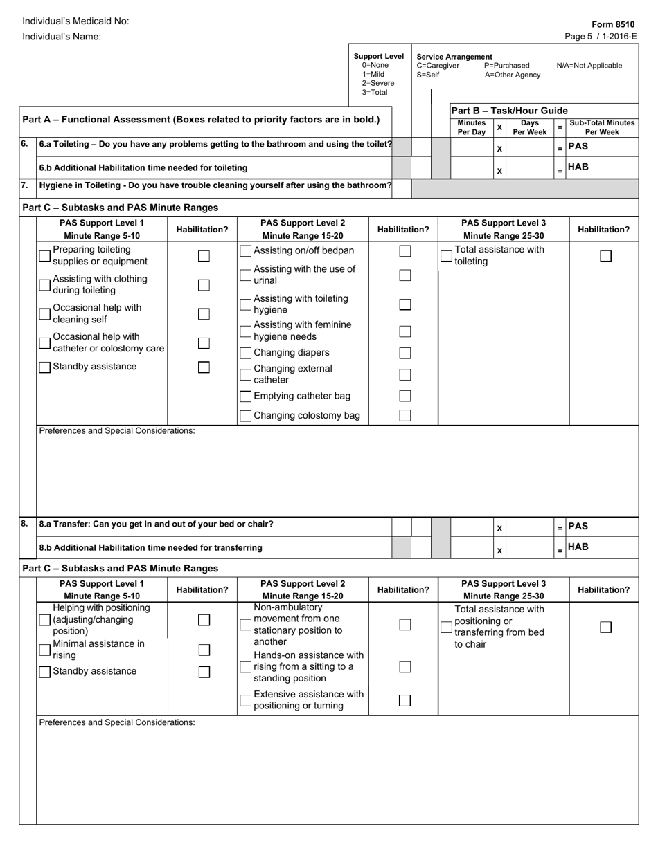 Form 8510 Hcs / Txhml Cfc Pas / Hab Assessment - Texas, Page 5