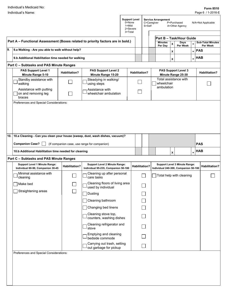 Form 8510 Hcs / Txhml Cfc Pas / Hab Assessment - Texas, Page 6