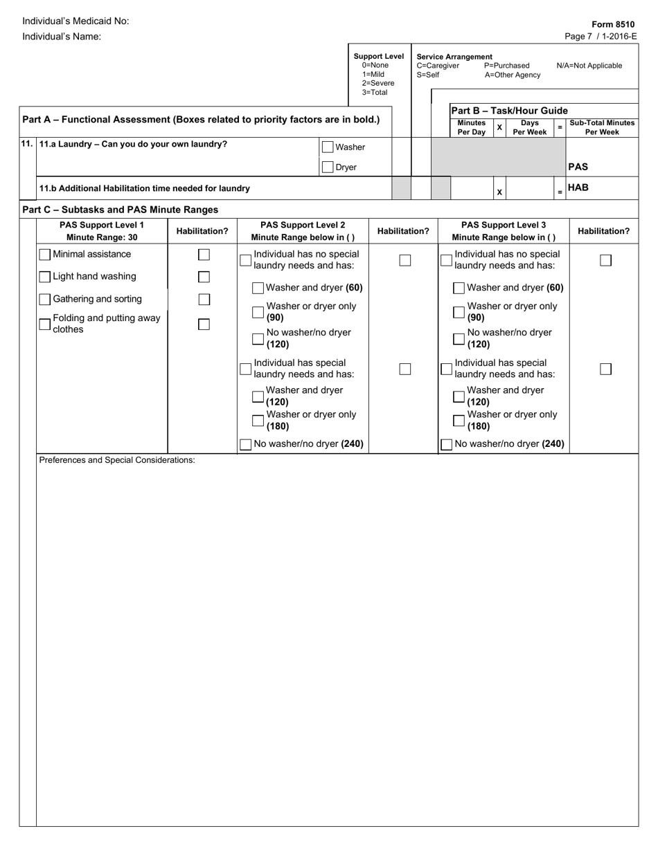 Form 8510 Hcs / Txhml Cfc Pas / Hab Assessment - Texas, Page 7