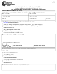 Form 8571 Request to Change Interest List Information for Home and Community-Based Services (Hcs) or Texas Home Living (Txhml) - Texas