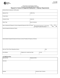 Document preview: Form 8580 Request for Variance of Supported Employment " Employer Requirements - Texas