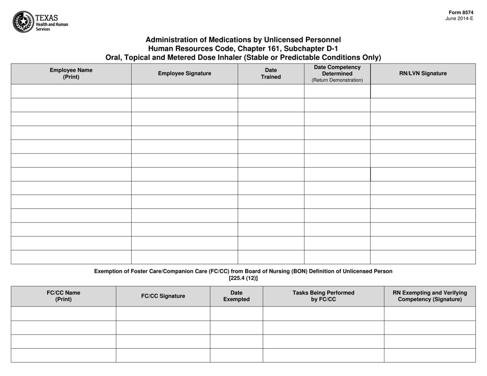 Form 8574 - Fill Out, Sign Online and Download Fillable PDF, Texas ...