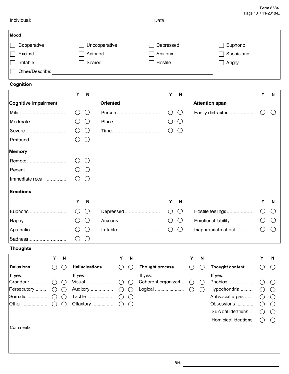 Form 8584 Nursing Comprehensive Assessment - Texas, Page 10