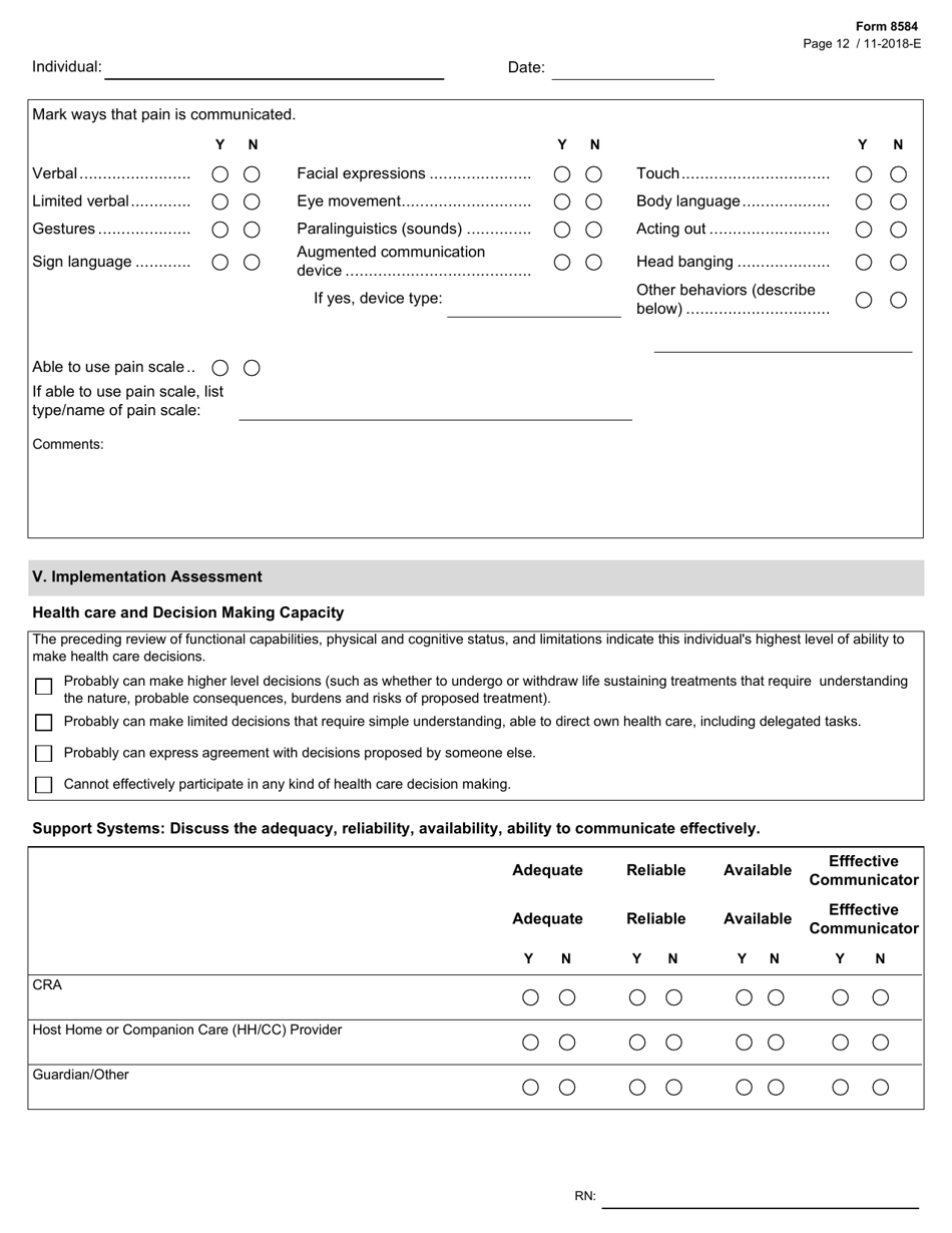 Form 8584 Nursing Comprehensive Assessment - Texas, Page 12