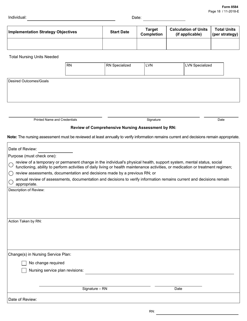Form 8584 Nursing Comprehensive Assessment - Texas, Page 18