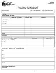 Form 8584 Nursing Comprehensive Assessment - Texas
