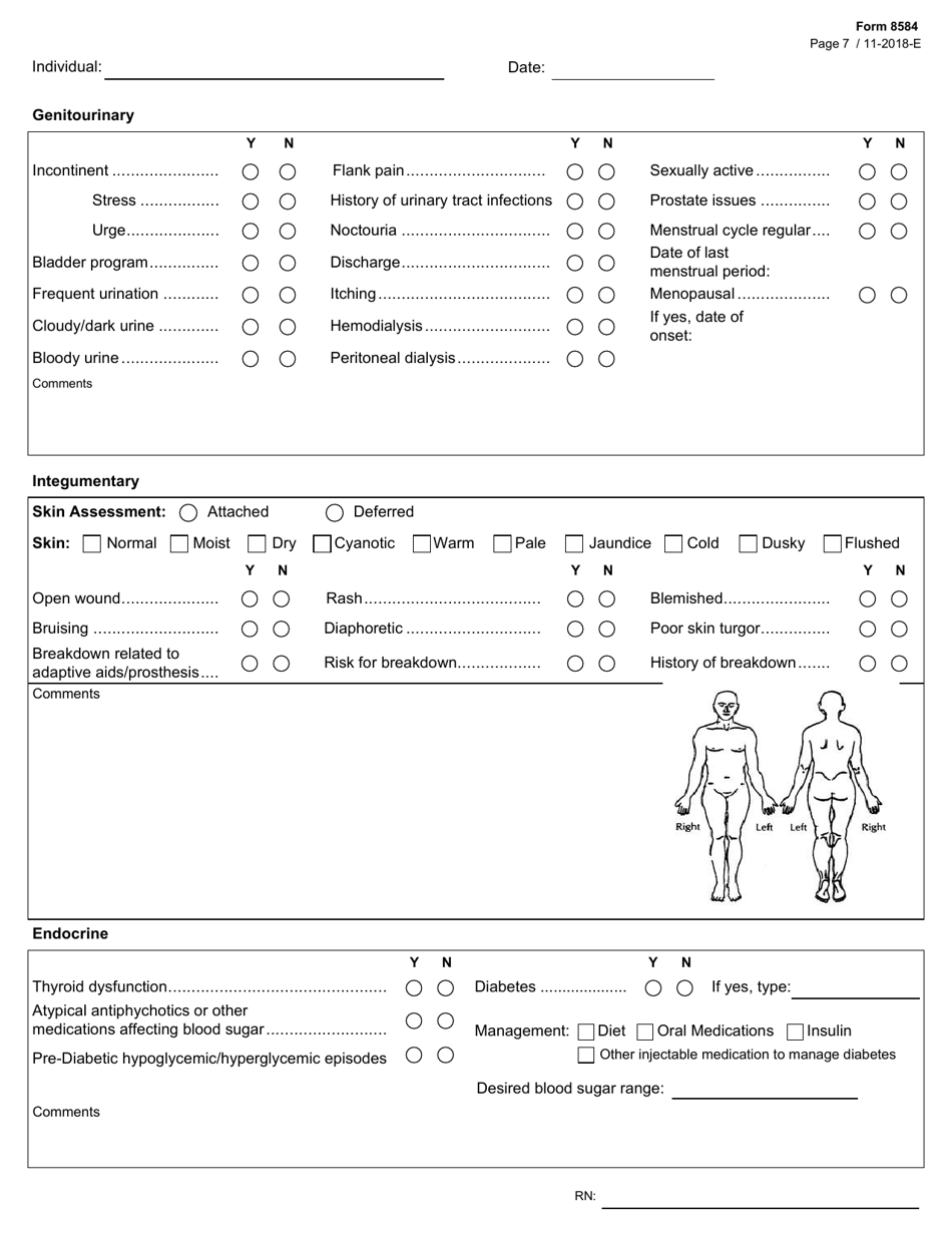 Form 8584 Nursing Comprehensive Assessment - Texas, Page 7